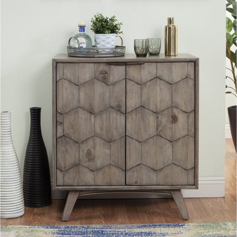 Ivy Bronx Transitional Style Wooden Bar Cabinet With Two ...