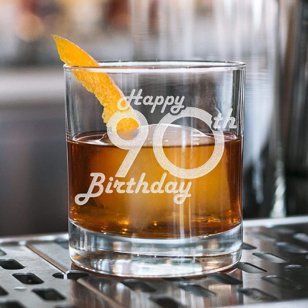 90th Birthday Glassware Male 90th Birthday Gift 90th Birthday Crystal Glass 