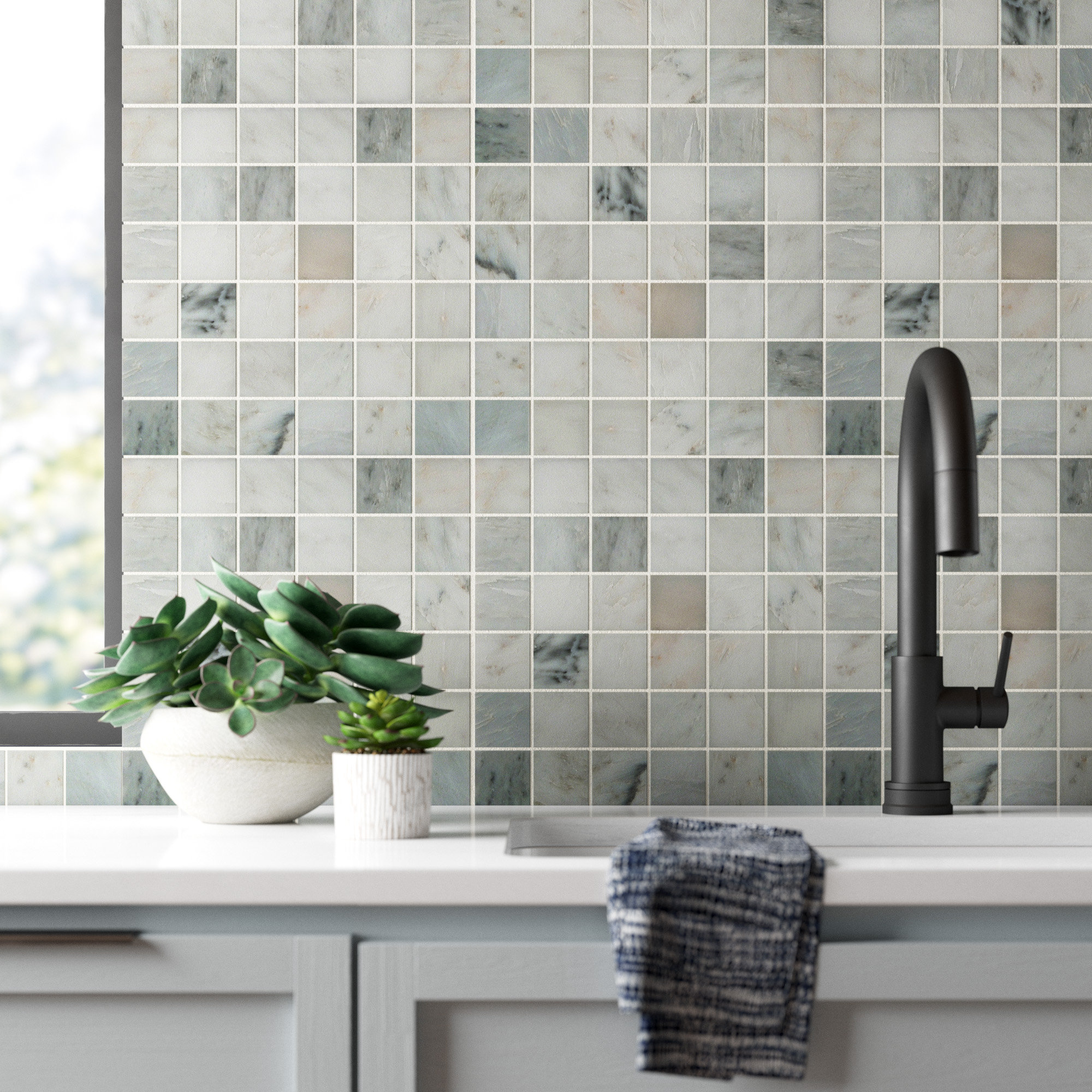 Arabescato Carrara 2 X 2 Grid Marble Tile Reviews Allmodern