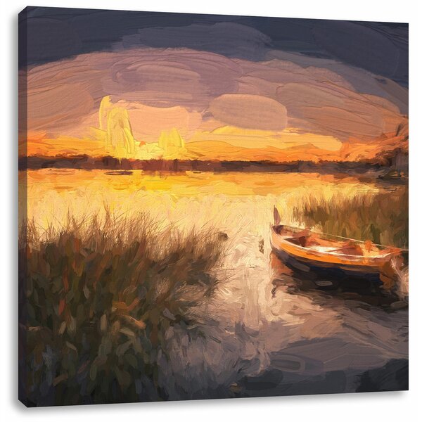 Segelschiffe an der Küste im Sonnenuntergang Kunst B&W Leinwandbild Wanddeko Kun 