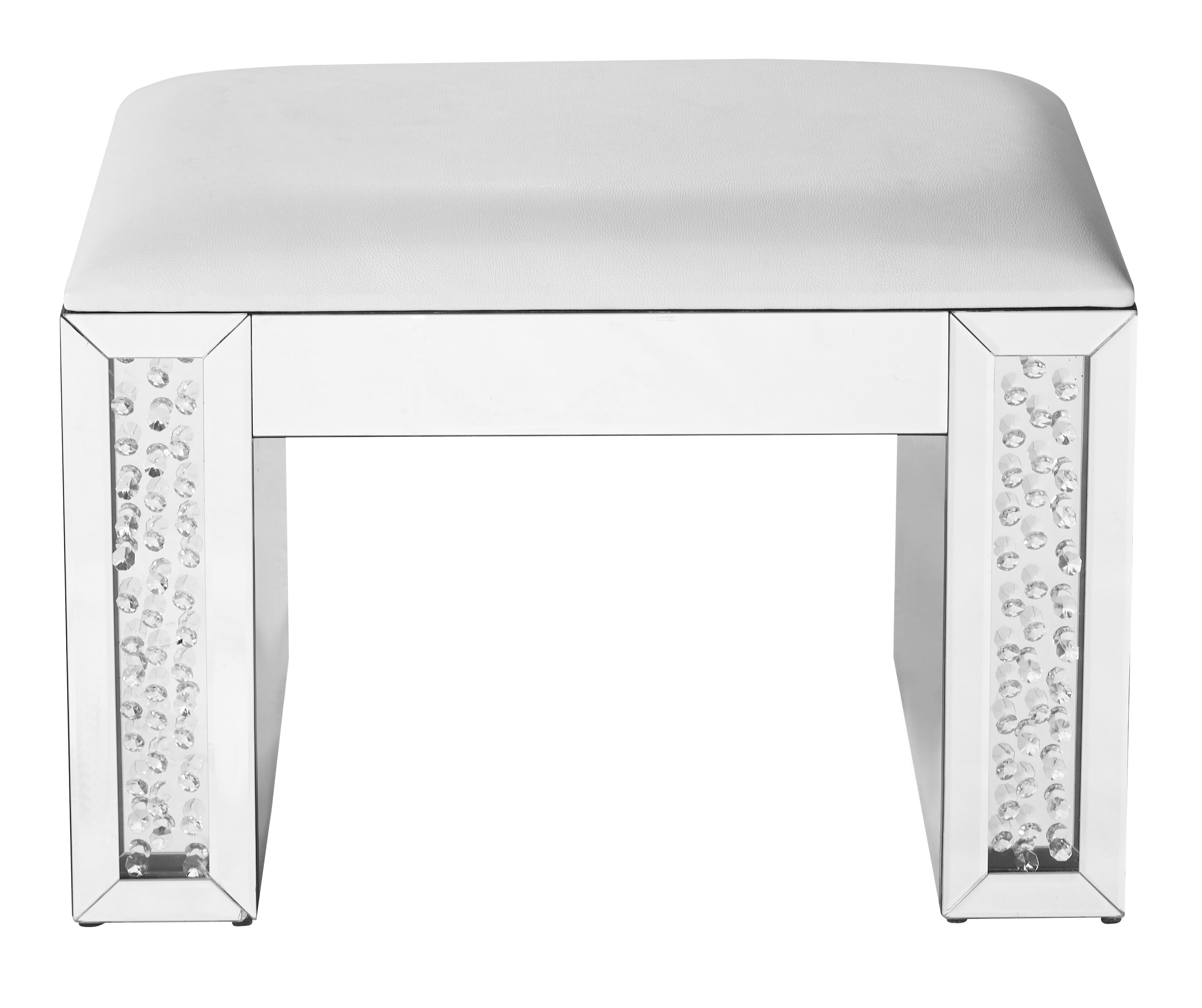 Rosdorf Park Latrell Crystal Leather Vanity Stool Reviews Wayfair