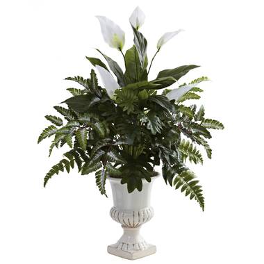 37 Hx28 W Silk Azalea Flower Arrangement w/Planter White