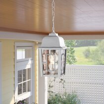 white hanging porch lights