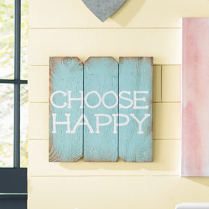 Choose Happy Wood Wall Du00e9cor