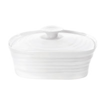 black and white butter dish