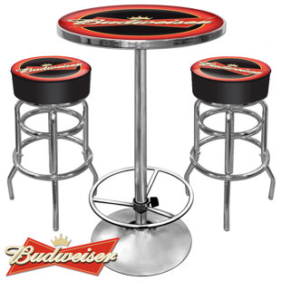 Go to store & view more images Ultimate Budweiser Game Room 3 Piece Pub Table Set by Trademark Global