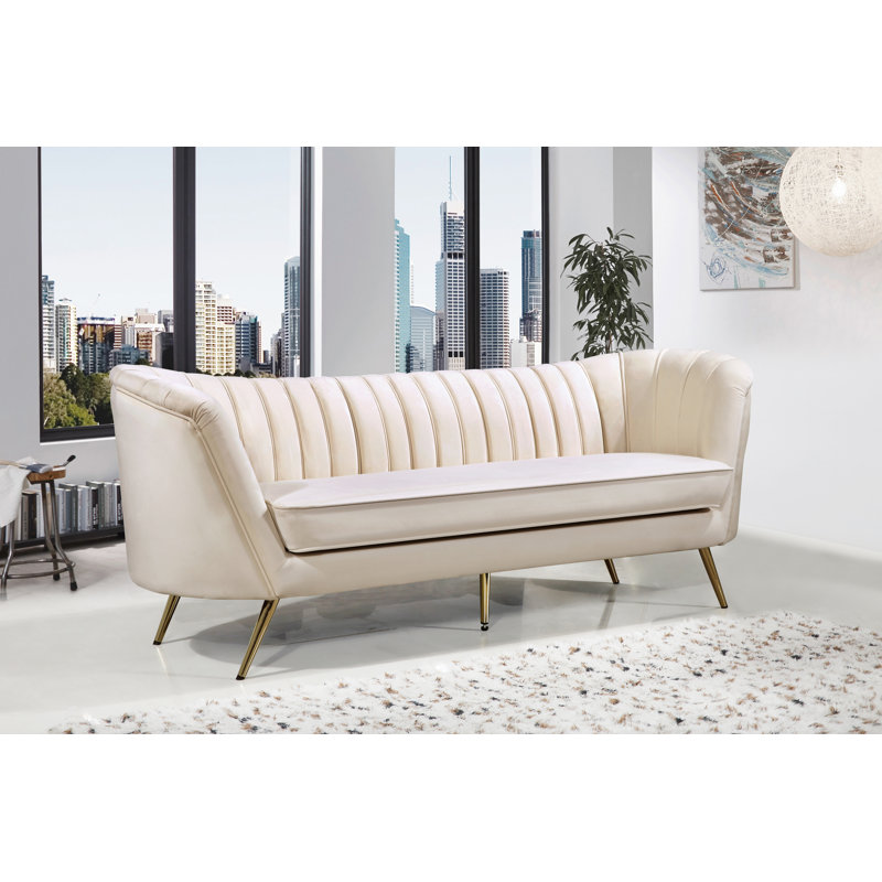 Everly Quinn Koger Velvet 88 Flared Arm Sofa Reviews Wayfair