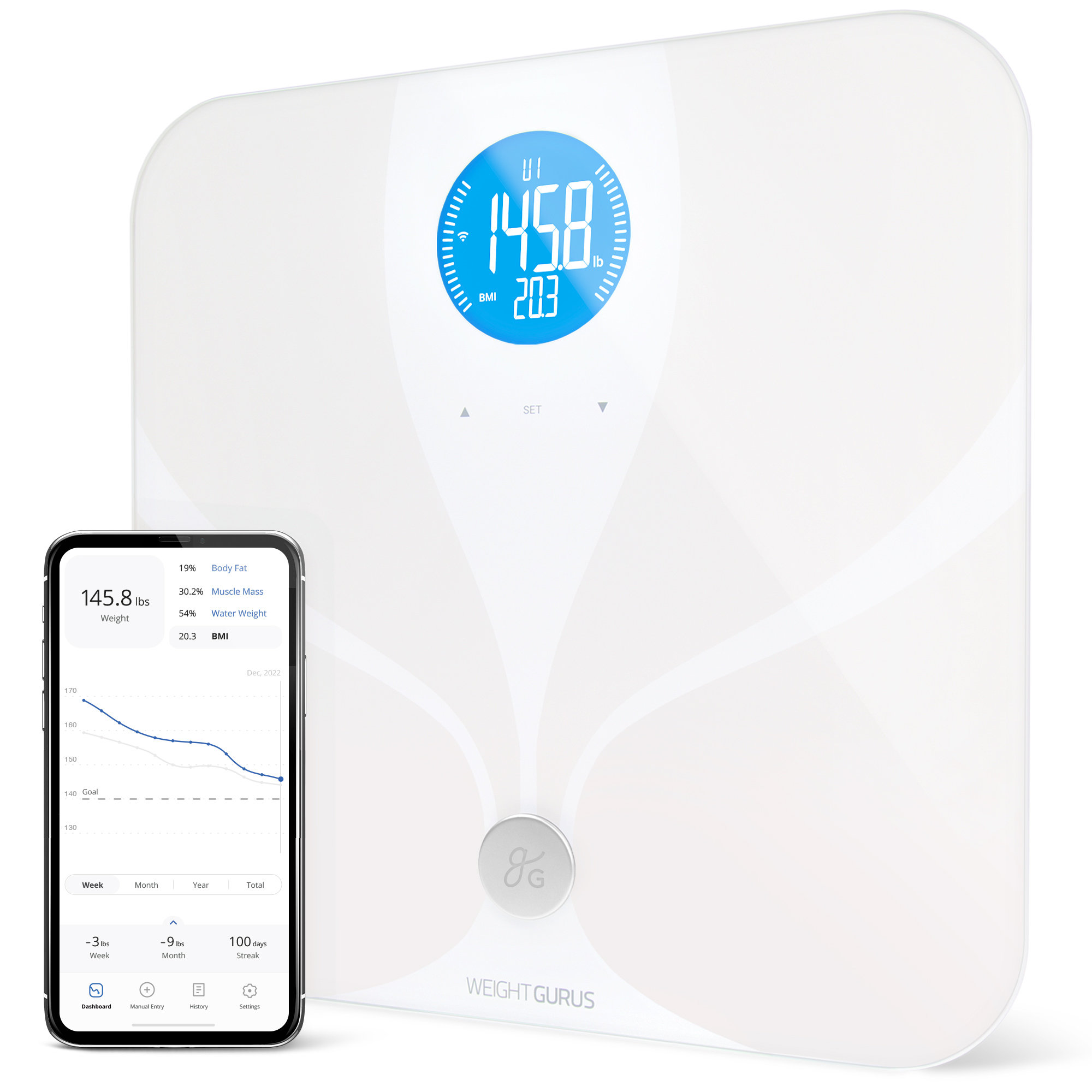 Greater Goods Wifi Weight Scale Premium Smart Scale Measures & Tracks