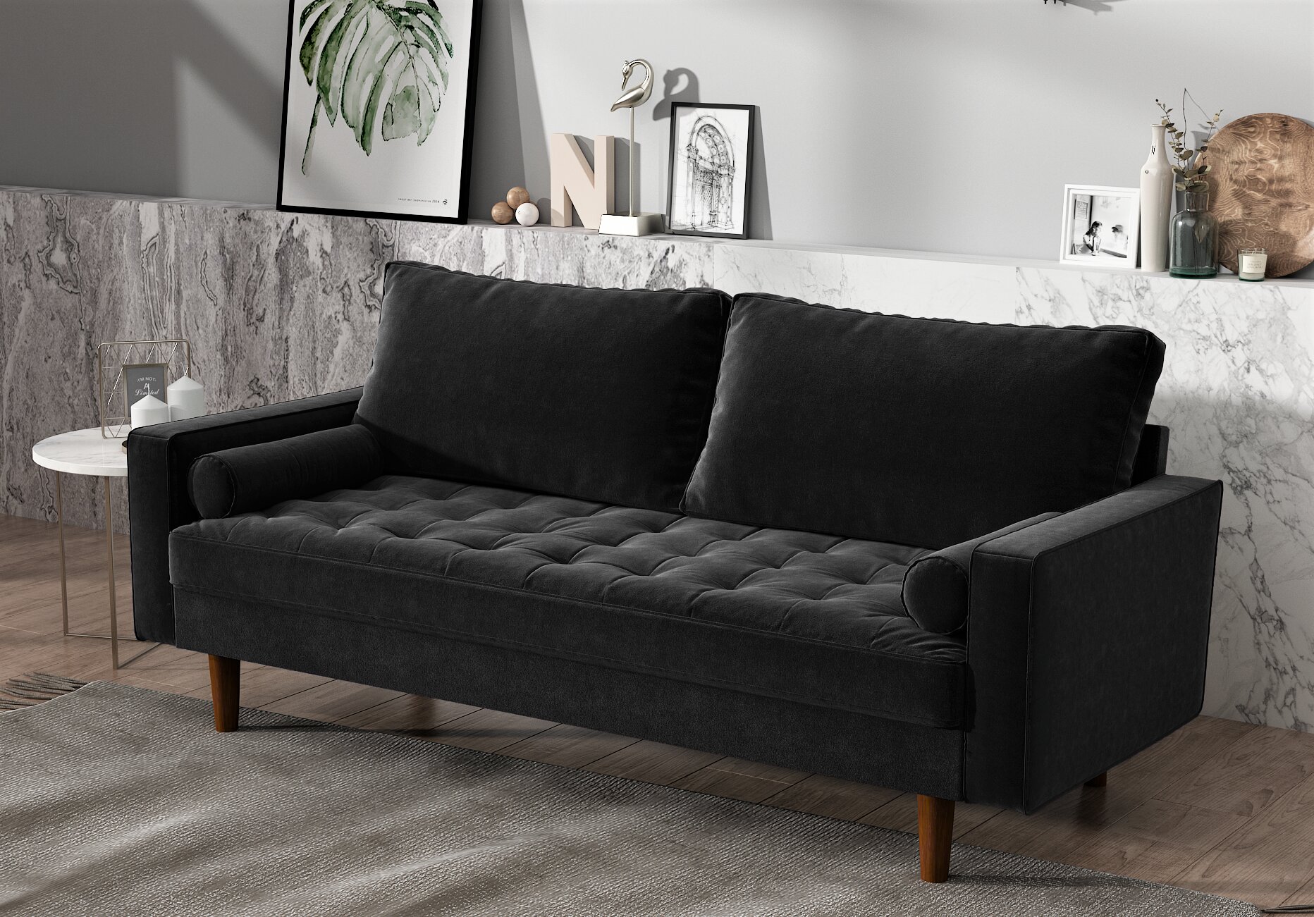 Wade Logan® Leffler 69.68'' Velvet Square Arm Sofa & Reviews | Wayfair