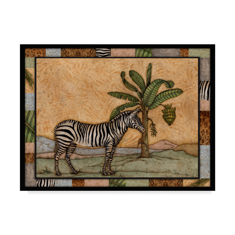 Trademark Art Zebra And Palm Tree Acrylic Painting Print On