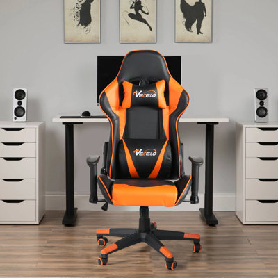 Racing Gaming Chair Vecelo Color: Orange/Black