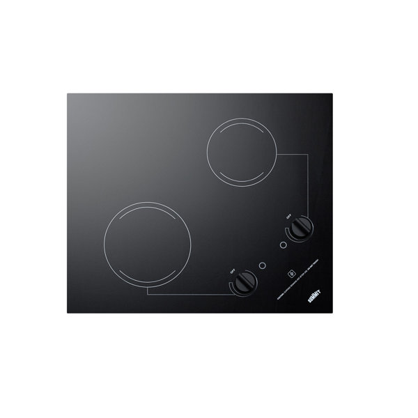 Black Summit CR2B121 115V 2-Burner 21 Radiant Cooktop For Portrait or Landscape Installation In 20 x 16 Cutouts