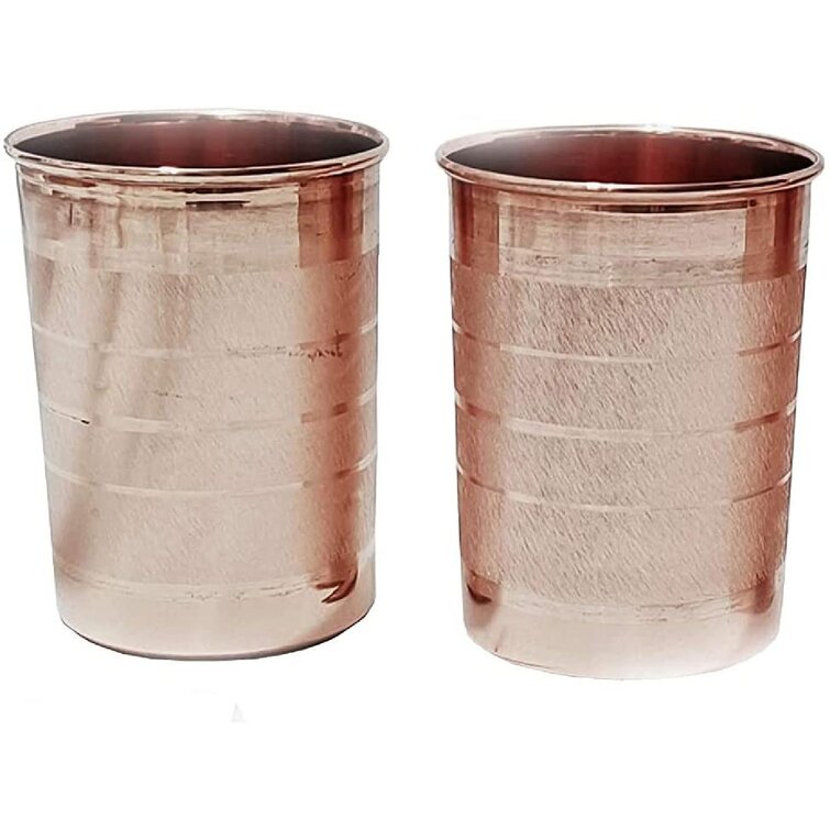 100% Pure Copper Glass Tumbler For Ayurveda Health Benefits Set Of 2 Pcs 