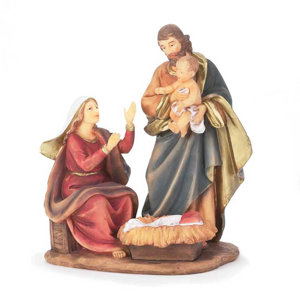 Holy Family Nativity Scene with Joesph Holding Baby