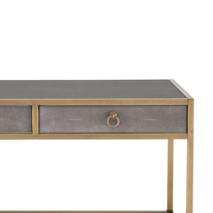 Everly Quinn Wooden And Faux Shagreen Writing Desk With Metal