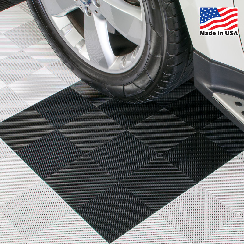 Blocktile 12 X 12 Garage Flooring Drain Tiles In Black Wayfair