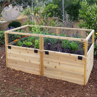 Raised Garden Bed With Fence Wayfair 6 Ft X 3 Cedar Raised Garden