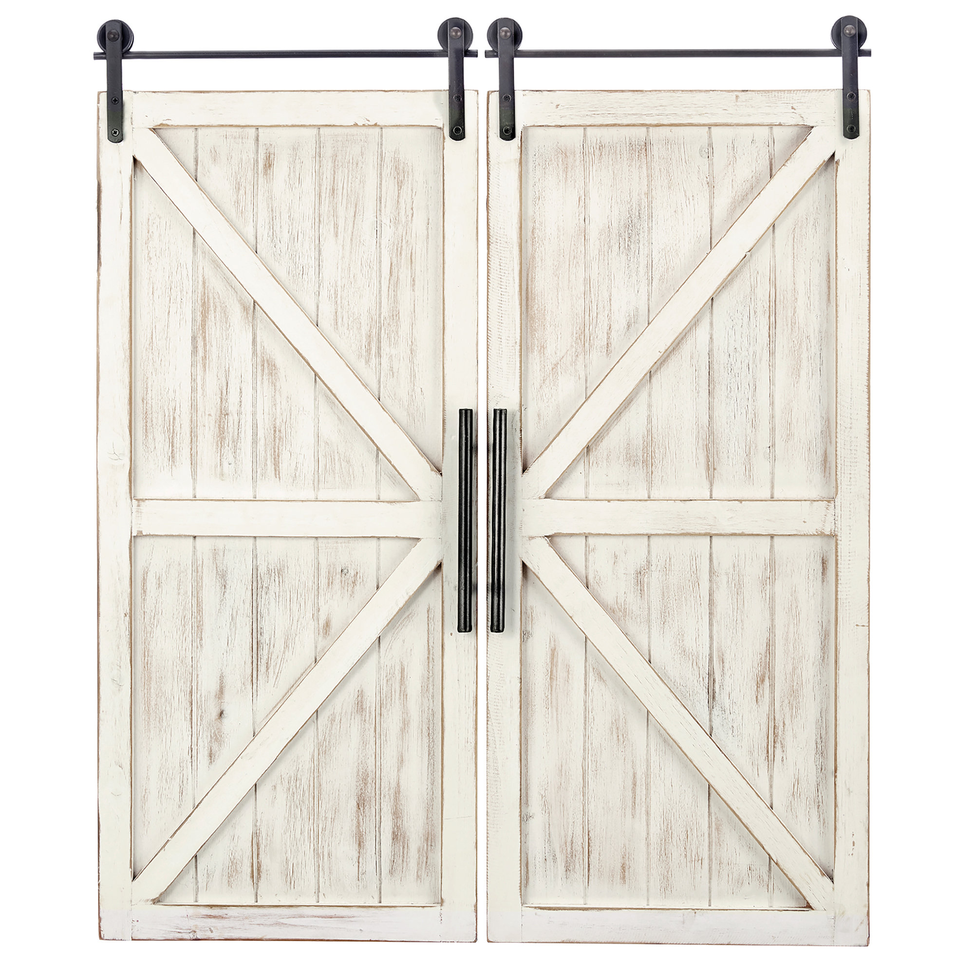 Gracie Oaks 2 Piece Carriage Farmhouse Barn Door Wall Plaque Wall Décor