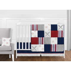 red and grey nursery bedding
