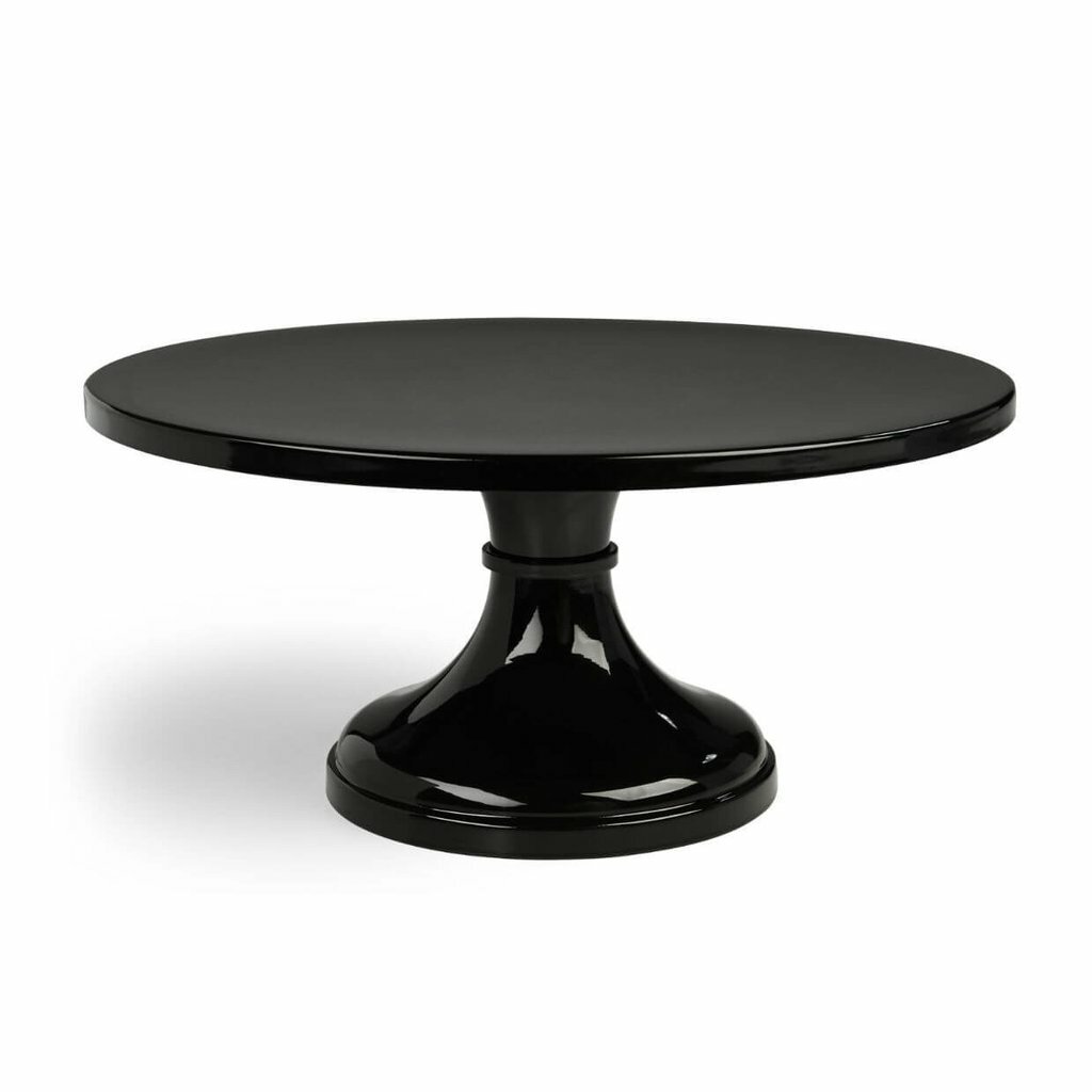 black cake stand with dome
