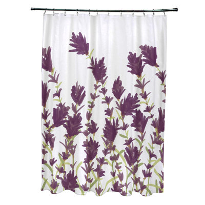Orchard Lane Polyester Lavender Floral Single Shower Curtain