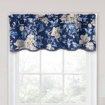 Waverly 2 Valances Floral Beige Pink Blue Scalloped Layered 73" X 16" 