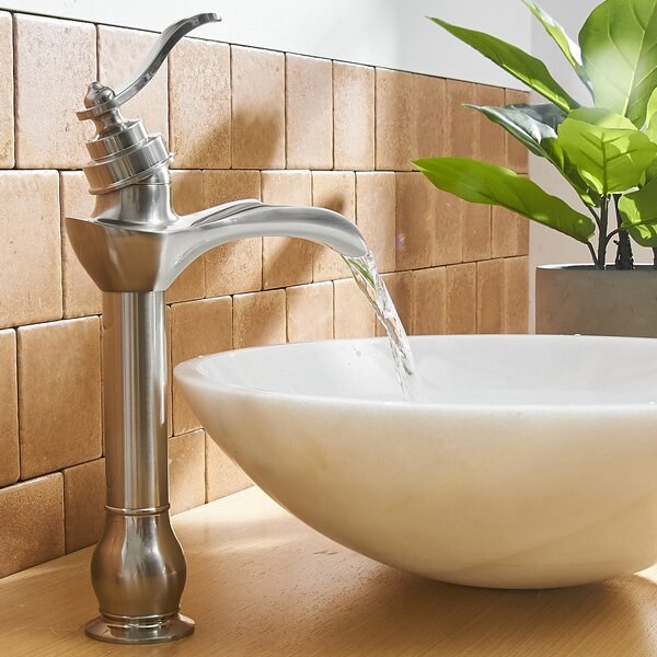 Bathroom Tall Chrome Glass Waterfall Spout Basin Faucet Vessel Sink Mixer Tap 