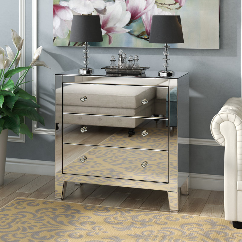Rosdorf Park Clarence Clear Mirror 3 Drawer Bachelor S Chest