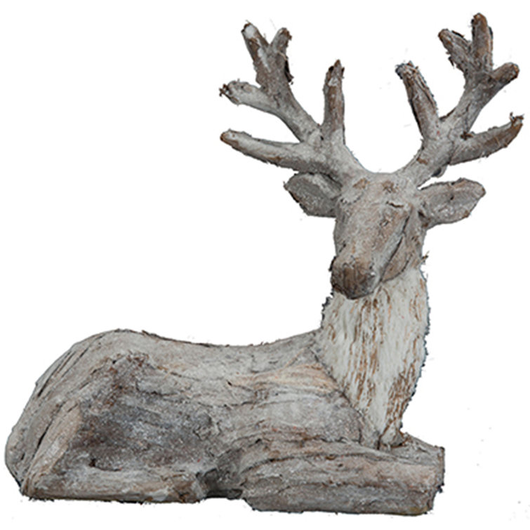 The Holiday Aisle® Sitting Deer Figurine with Glitter Wayfair