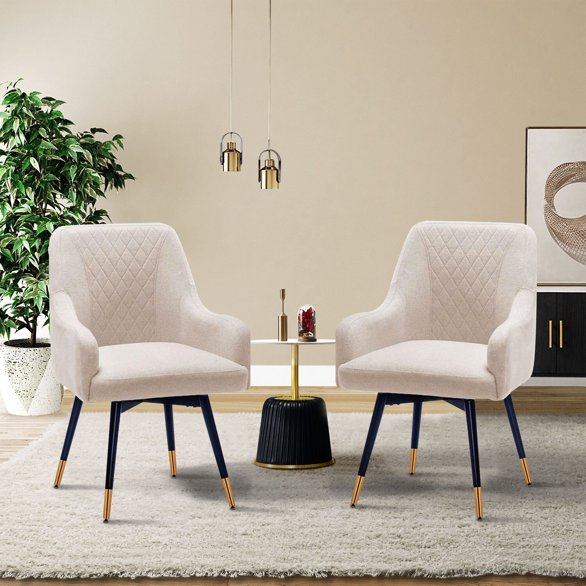 beige fabric dining chair