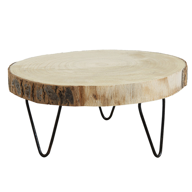 Union Rustic Portalia Small Paulownia Wood Pedestal Plant Stand