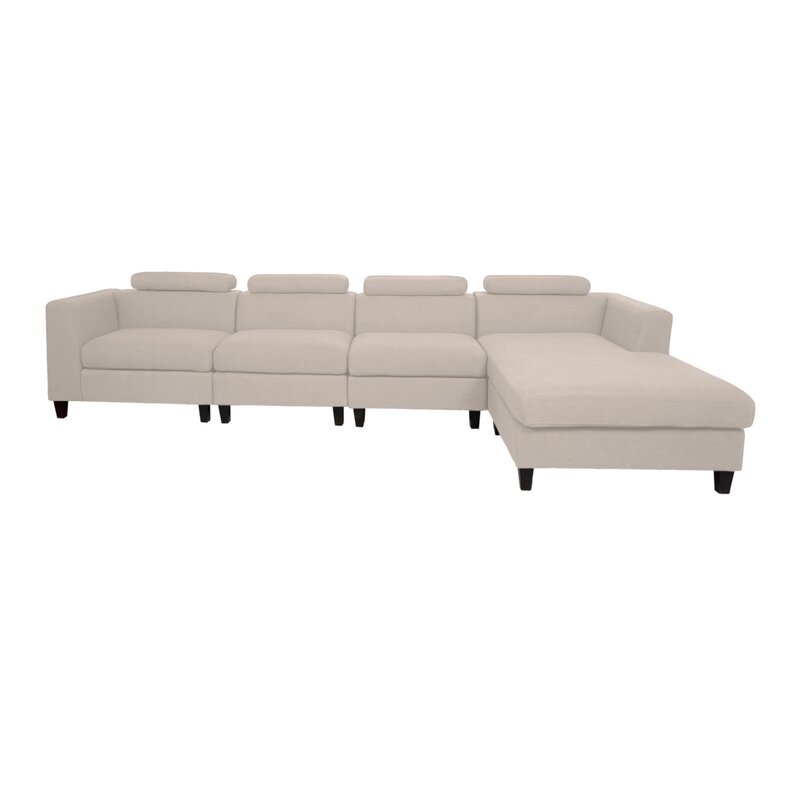 Lundberg Modern Extended Deep Seated Chaise Modular Sectional Sofa