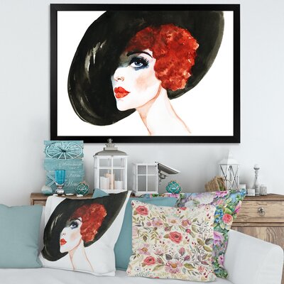Red Head Lady in Hat Portrait of Woman - Painting on Canvas -  East Urban Home, 004CE386952C4FA9B03C274CDA96041A