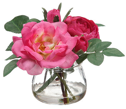 silk roses in vase