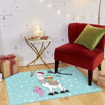 Area Rugs Carpet for Bedroom Floor Kitchen Rugs Christmas Animal Llama Alpaca Door mat Bedside Runner Rug Living Room Washable Non Slip 39×20in