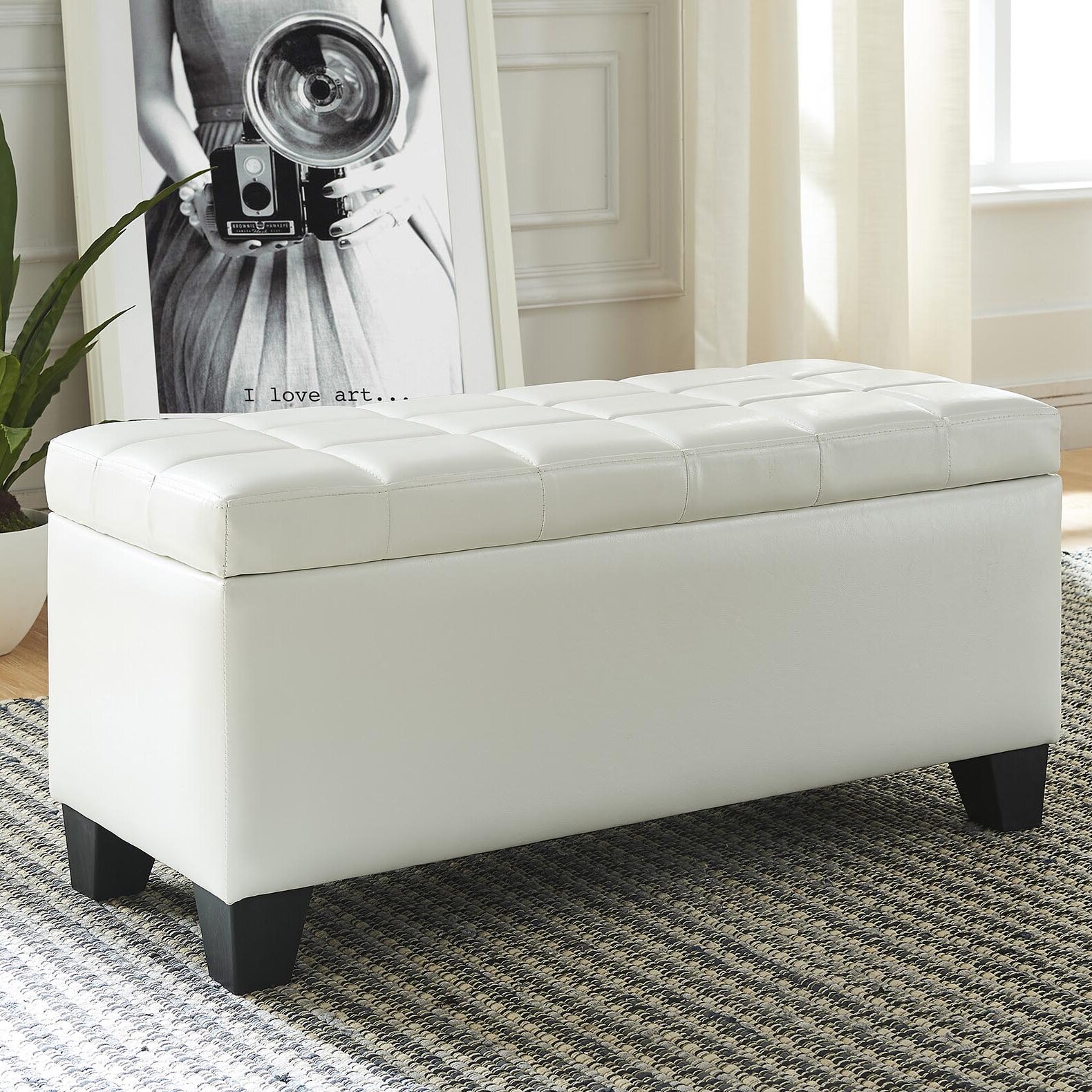 off white tufted ottoman