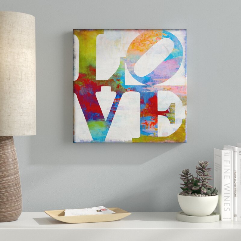 Love Wall Art - 'Love Painted Textured Rainbow Typography' Graphic Art Print