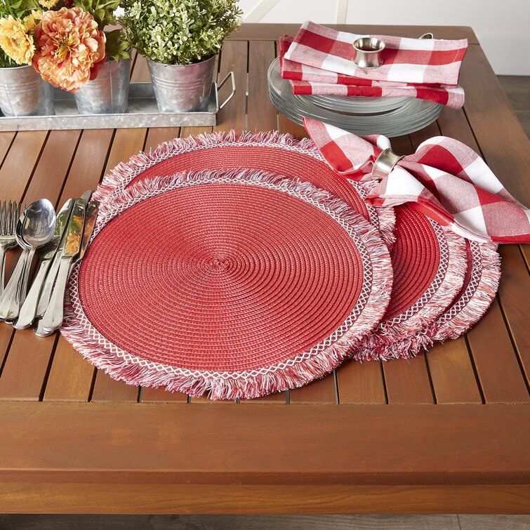 Set of 4 Ivory Classic Woven Round Placemat for Indoor/Outdoor