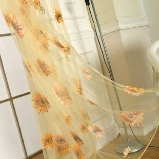 2 Panel Sunflowers Window Curtains Indoor Drapes Curtain for Living Room Decor 