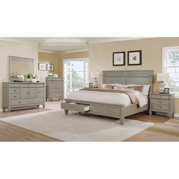Mirror Dresser Chest and 2 Night Stands Roundhill Furniture York 204 Solid Wood Construction Bedroom Set with Queen Size Bed