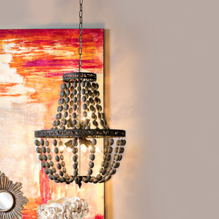 Small Wood Bead Chandelier Wayfair Fanelli Wood Bead 8 Light Chandelier