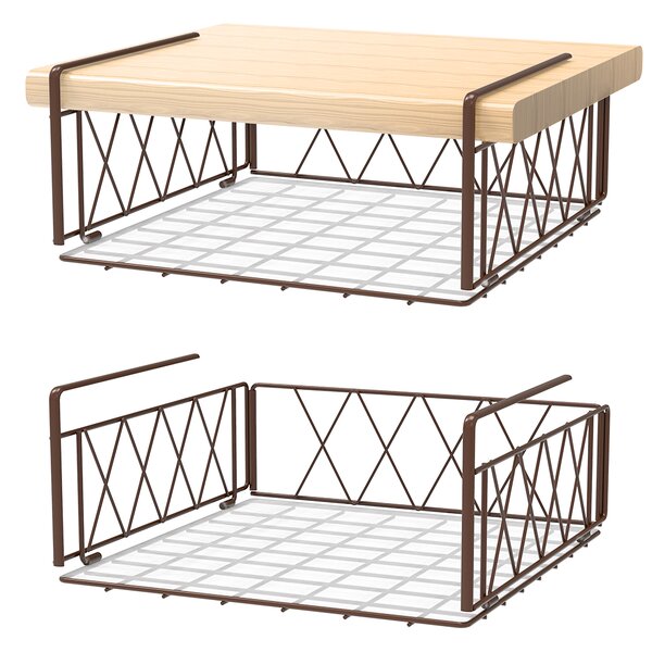 17" inch White Wire Under Cabinet Wire Hanging Basket Shelves Organizer Rack 