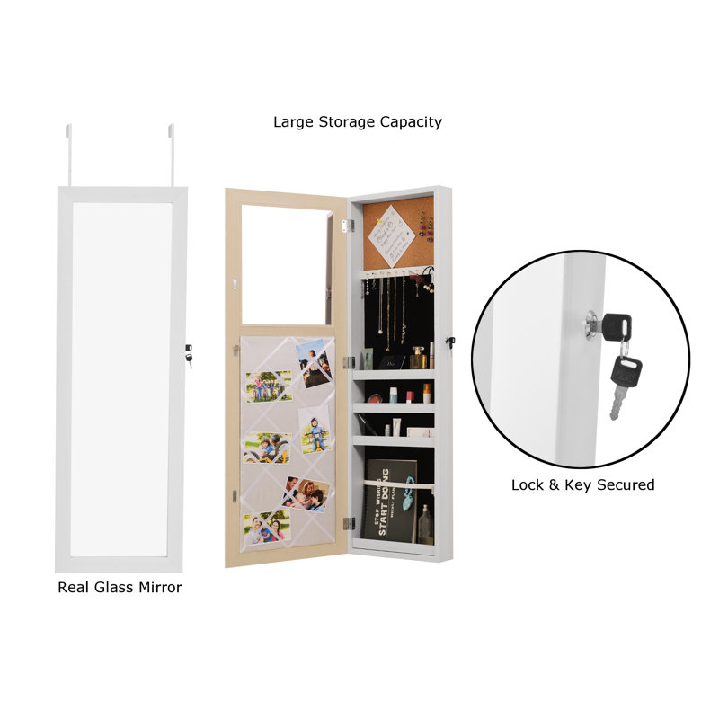 Latitude Run Rieves Over The Door Makeup Storage Jewelry Armoire