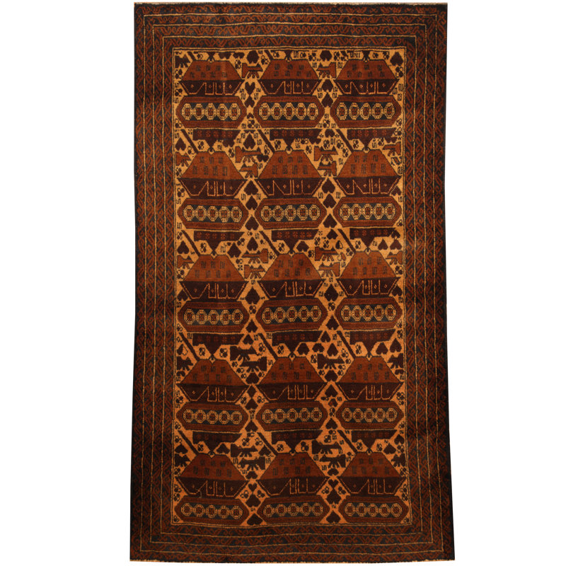 Isabelline Prentice Tribal Balouchi Hand Knotted Wool Ivory Navy Area Rug Wayfair