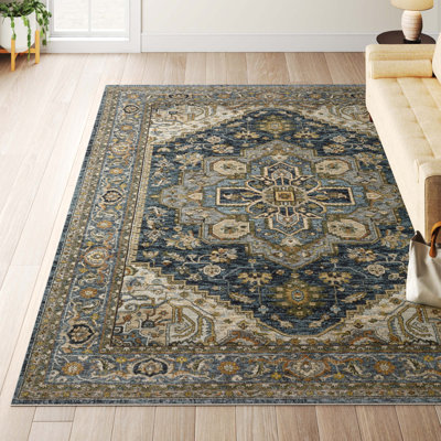 Hovis Oriental Blue/Taupe Area Rug