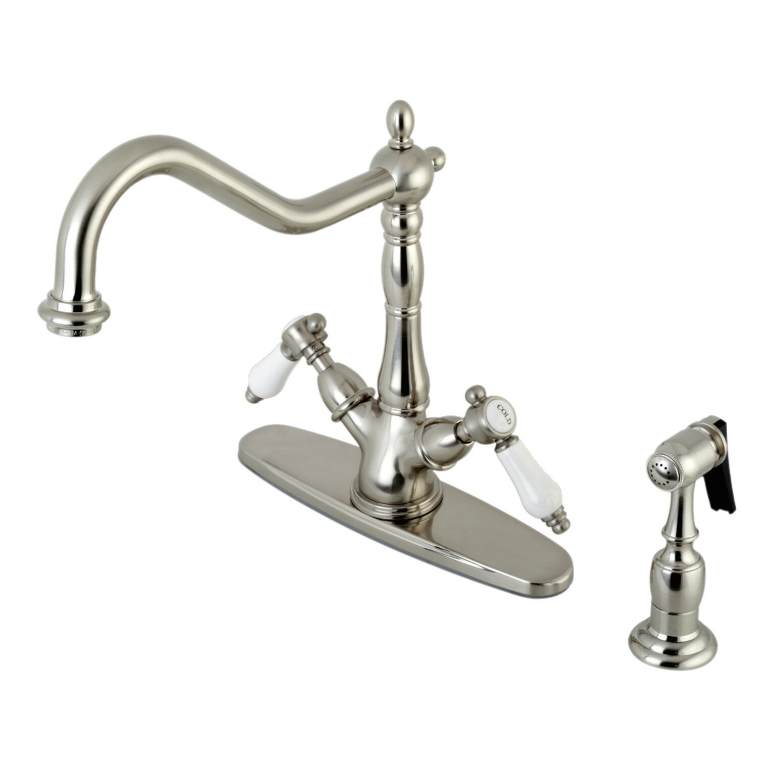 Kingston Brass Bel Air Mono Deck Mount Pull Down Double Handle