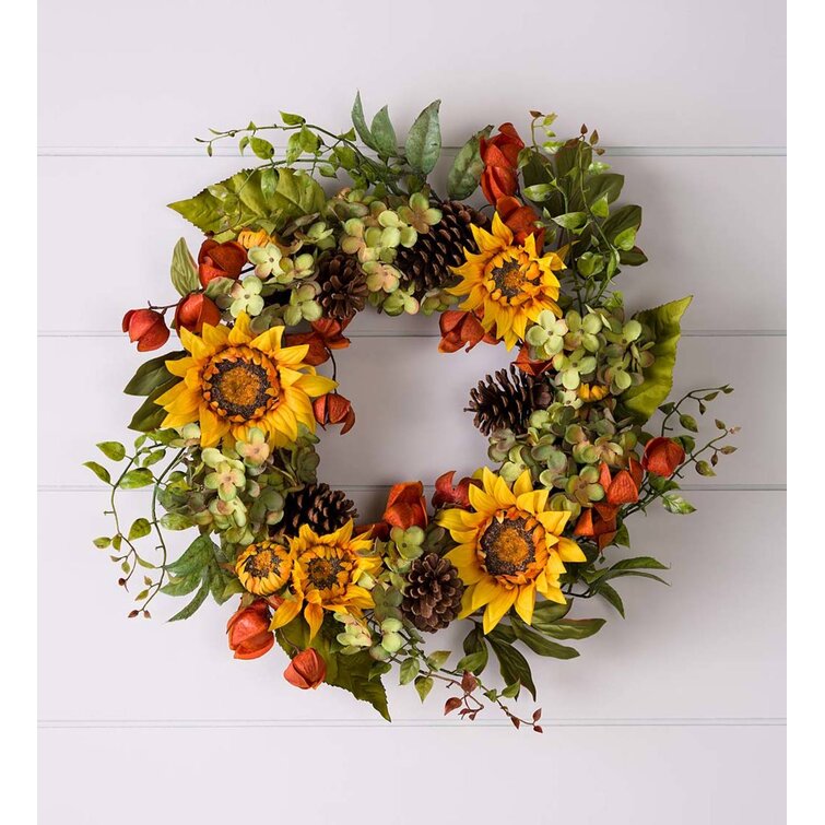 Sunflower and Hydrangea 22" Wreath