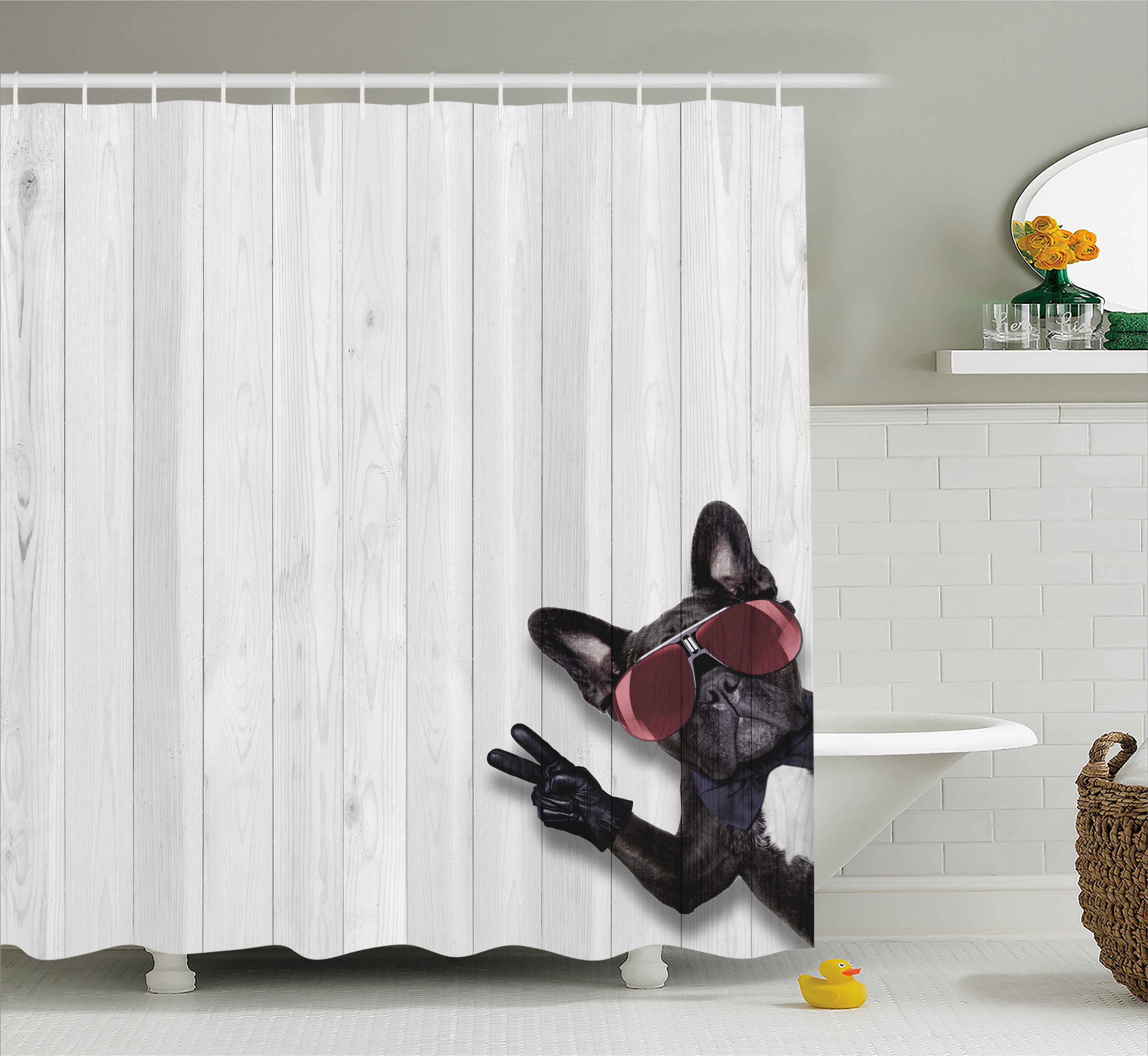 East Urban Home Animal Husky Dog Peace Sign Single Shower Curtain