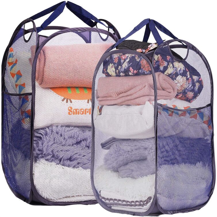 3Pcs Pop-Up Laundry Hampers Foldable Mesh Hamper Clothes Laundry Basket W/Handle