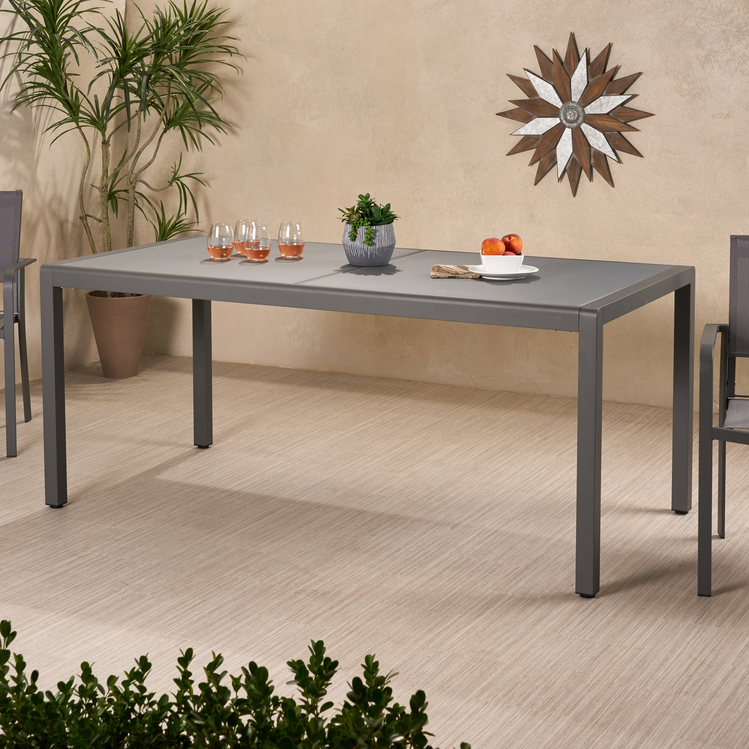 Brayden Studio Durbin Aluminum Grey Patio Dining Table Reviews Wayfair Ca